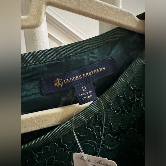 NEW Brooks Brothers dark green lace dress for Holidays, size 12 - Picture 9 of 12